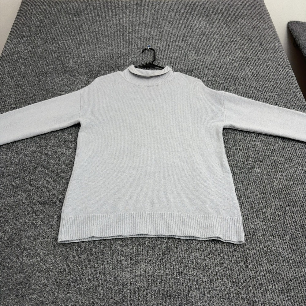 The Cashmere Project Sweater Womens M Light Blue Cashmere Mock Neck Minimalist